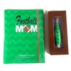 Football Mom Weekly/Monthly Planner and Bubble Pen Gift Set Bundle - 2 Items - Green Chevron with Brown Accents