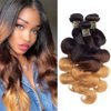 QTHAIR 14A Grade Ombre Body Wave Hair 3 Bundles 10" 12" 14" Brazilian Body Wave Weave 100% Human Hair Extensions 3 Tone 1b 4 27 Color Ombre Brazilian Body Wave Hair Bundle