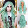 Karissa Hair Green Blue Lace Front Wigs for Women Body Wavy Soft Green Realistic Synthetic Wig with Natural Hairline Ice Green Long Lace Wigs for Cosplay Makeup 24 Inch