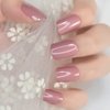 ELEVENAIL Medium Squoval Glossy Press on Nails Pure Milk Tea Red Pink False Nails Salon Manicure Reusable Short Christmas Fake Nails Tips Faux Ongles Fingernails for Daily Office Home