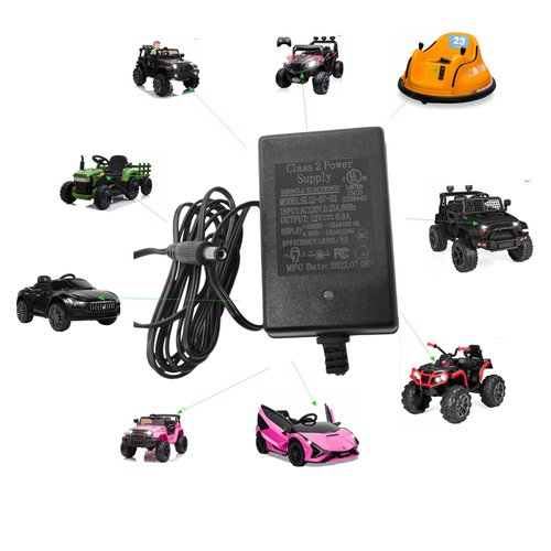 12V Battery Charger for Ride On Toys 12 Volt Universal Charger for Kids Car Power Supply Adapter for for Wrangler SUV Sports Car Farm Tractor Ride On Toys Accessories, 6FT Cord