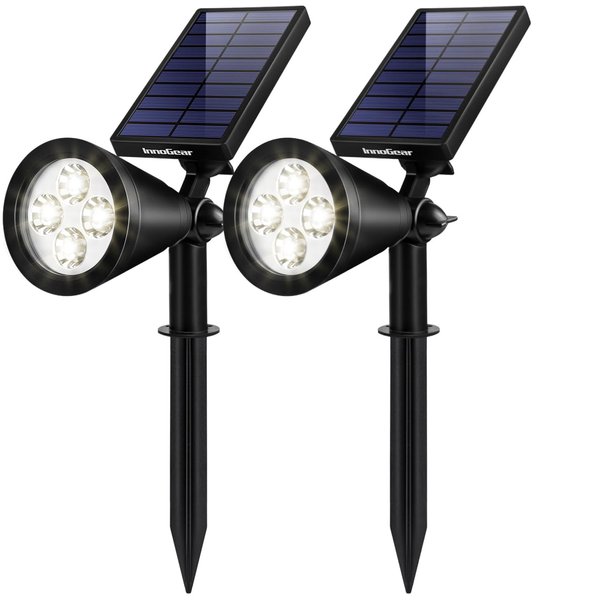 InnoGear Solar Lights Outdoor Waterproof Solar Garden Light for Outside Yard Landscape Lighting Pathway Spot Lights Spotlight Wall Light Auto On/Off, Pack of 2 (White)