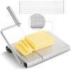 Stainless Steel Cheese Slicer with 10 Replacement Wires, Metal Cheese Cutter and Cutting Board - For Block Cheese