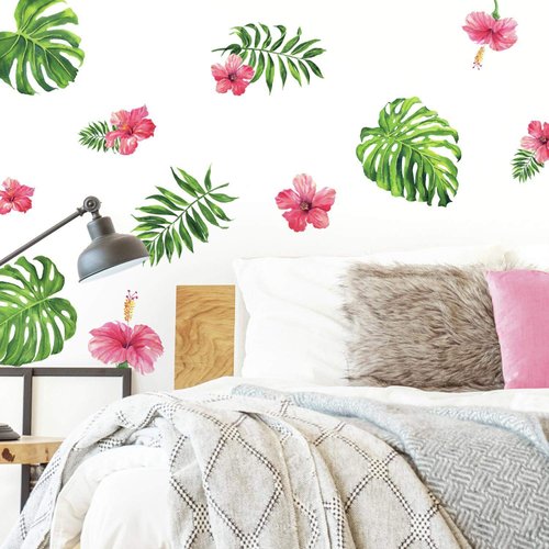 RoomMates RMK3904SCS Tropical Hibiscus Flower Peel and Stick Wall Decals