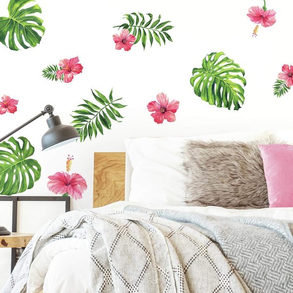 RoomMates RMK3904SCS Tropical Hibiscus Flower Peel and Stick Wall Decals