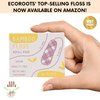 ECO ROOTS Organic Bamboo Floss Refill x4 Rolls, Eco Friendly Dental Charcoal Floss | Reusable & Vegan Bamboo Tooth Flossers | Zero Waste, Plastic Free, Biodegradable