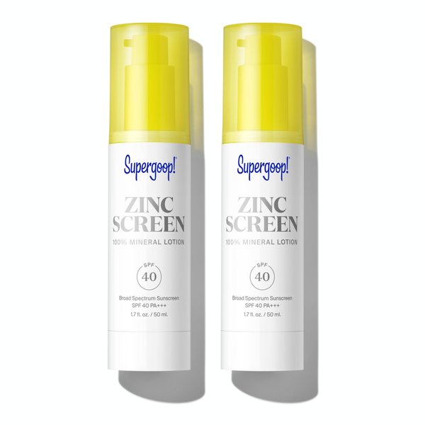 Supergoop! Zincscreen - 1.7 fl oz, Pack of 2 - SPF 40 PA+++ 100% Mineral Face Lotion & Broad Spectrum Sunscreen - Lightweight, Blendable Formula with Pink Hue