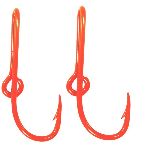 Custom Colored Eagle Claw Bright Orange Hat Fish Hooks for Cap (Set of Two Hat Hook pins) Two Bright Orange Hat Hook Clip