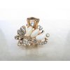 Generic Small pearl and crystal butterfly gold hair claw clip bridal clip bridal