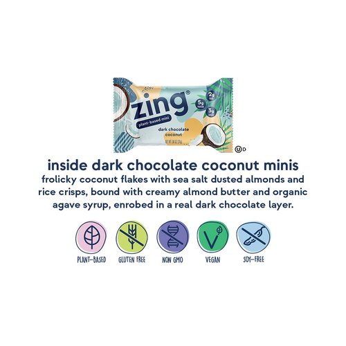 Zing Bars 100 Calorie, Moist and Delicious, Dark Chocolate Coconut, (18 Snack Size Bars)