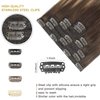 FUBILI Clip in Hair Extensions Balayage Chocolate Brown to Caramel Blonde Real Human Hair Extensions 20 Inch 7pcs 120g Remy Hair Extensions for Women Clip Extensions Full Head Straight Hair