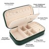 DesignSter Travel Jewelry Box, PU Leather Portable Jewelry Case, Small Jewelry Boxes for Gifts, Travel Jewelry Organizer for Women Rings Earrings Necklaces Bracelets (Dark Green)