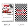 EUDOSI Two Fast Birthday Party Invitations Supplies Fill-In Set of 20 with Envelopes Two Fast Boy Race Car 2nd Birthday Bash Invites Cards, Double Sided