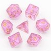 Poludie 7-Die DND Dice Set Polyhedral Dice Set with a Leather Dice Bag, D&D Dice Set for Dungeons and Dragons, RPG, MTG Table Games (Pink/G)