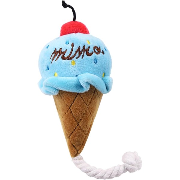 LNYMZD Brown-Blue Ice Cream Dog Squeaky Toys, Puppy Chew Toys with Ropes, Dog Plush Toy for Small to Medium Dogs and Cats Pet Supplies