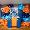 Orange Blue Balloons, 12 Inch Royal Blue and Orange Balloons, Blue Gold Metallic Balloon Orange Latex Balloons with Star Printed Balloon for Kids Dragon Cartoon Theme Anime Birthday Party Decorations