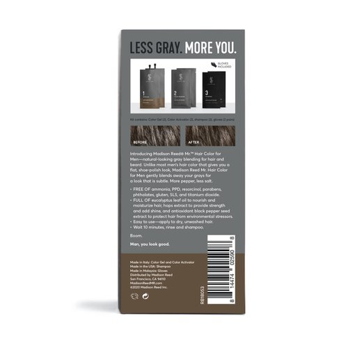 Madison Reed Mr. Hair Color for Men, Medium Brown Demi-Permanent Hair Dye, Reduces Grays in 15 Minutes For Hair & Beard, Nourishing & Strengthening, Keratin & Argan Oil, 2 Applications