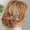 Heread Star Crystal Bride Wedding Hair Pins Gold Moon Hair Pieces Bridal Hair Accessories for Women and Girls (Pack of 5)