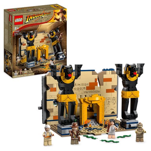 LEGO Indiana Jones Escape from The Tomb Construction Toy with Temple and Mummy Mini Figure, Hunter of The Lost Treasure Movie Set, Gift Idea for Children 77013