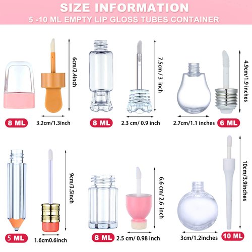 24 Pieces Novelty Empty Lip Gloss Tubes, Ice Cream and Funny Light Bulb Shaped Lip Balm Tube, Creative Lollipop Shape, Bottle and Candy Shaped Lip Glaze Tube, Pencil Lip Oil Bottles, 6 Styles