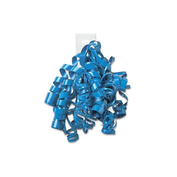 Pack Of 12, Solid Electric Blue High Gloss Curly Gift Bows 12 Strands on Hang Tab Made In USA