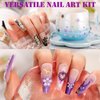 4400pcs 3D Flower Nail Charms and Gems, Colorful Acrylic Flower Charms for Nails Design,4 Boxes Nail Art Rhinestones and Flatback Pearl Nail Charms,Silver Gold Caviar Beads with Wax Pencil Tweezers