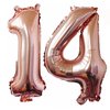 14th Birthday Decorations Party Supplies, Jumbo Rose Gold Foil Balloons for Birthday Party Supplies,Anniversary Events Decorations and Graduation Decorations Sweet 14 Party,14th Anniversary