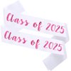 KETAOO 2PCS Class of 2025 Sash, Pink Foil White Finally Graduated Cheerleader Class of 2025 Sashes for Graduation Party Supplies