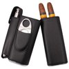 AMANCY Handy Cedar Wood Lined 2 Holder Black Cigar Case Flask Set with 2 Oz Stainless Steel Flask and Cutter