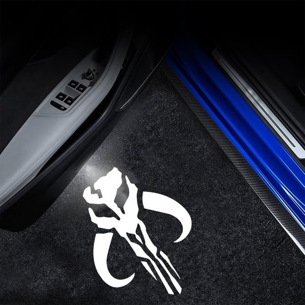Car Door Lights Logo Projector - 2Pcs Mandalorian Wireless LED Door Pastable Light - Universal Fits to Most Cars/Trucks/SUVs