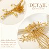 Banatra Rhinestone Bride Wedding Hair Comb Gold Flower Headpiece Bridal Crystal Leaf Hair Accessories for Women and Girls