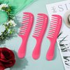 HYOUJIN 3 Pocket Wide Tooth Comb Set,Small Hair Wide Tooth Combs Detangling Shower Combs Wet Brush Detangle Comb for Curly Hair,Wet Hair,Thick Hair,Travel Pocket Wide Comb for Women,Men(Fuchsia Rose)