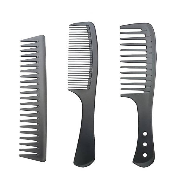 3 PCS Carbon Fiber Anti Static Comb, Heat Resistant Comb-Fine and Wide Tooth Comb for Men and Women, Professional Combs for Hair Stylist