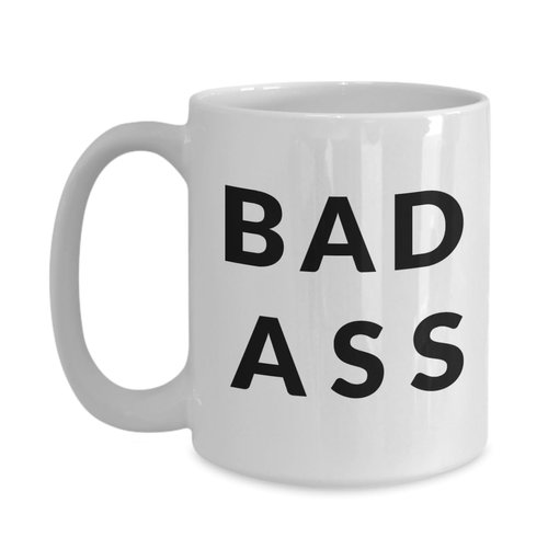 Gearbubble White Bad Ass 15oz Ceramic Coffee Mug, Home, Modern, Badass, Reusable, 15 ounces