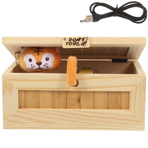 Gadpiparty Dont Touch Useless Box Wooden Useless Box Toy Tricky Toys Funny Tiger Box Toy Leave Me Alone Decorative Machine Tiger Toys for Kids Friends Home and Office Desk
