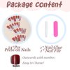BABALAL Long Square Press on Nails White French Tip Press on Nails Luxury Rhinestone Bow Charm Design Acrylic Nails 24Pcs Bling False Nails