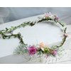 Vivivalue Wedding Flower Crown Women Floral Headband Hair Wreath Flower Headpiece Halo Boho with Ribbon Party Prom Festival Photos