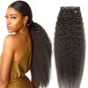 Niawigs Kinky Straight Seamless Clip In Hair Extensions Human Hair Clip Ins for Black Women PU Invisible Clip On Hair Extensions Human Hair 1PC 10.6 Inch Wide Add Volume 22 Inch 41G