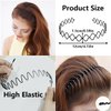 BOYIVI 12 PCS Metal Headband for Men and Women Unisex Adjustable Black Wavy Hair Band Non-slip Spring and Summer Home Outdoor Hair Hoop Fashion Simple Elastic Hair Accessories