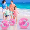 TURNMEON 5 Pcs Glitter Beach Balls, Jumbo 24 Inch & 16 Inch Sequins Pink Inflatable Beach Balls for Kids Toddlers Adults Summer Pool Balls Beach Toys Outdoor Pool Party Favors