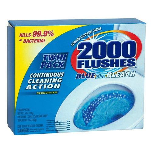 2000 Flushes Blue Plus Bleach Automatic Toilet Bowl Cleaner, 3.5 OZ TWIN-PACK (PACK OF 1), Net Weight: 7 Ounce