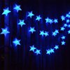 Abkshine Solar Powered Blue Star String Lights, 55ft Total Length, 4.9 Inch Distance Between LED Bulbs, Waterproof, Auto On/Off