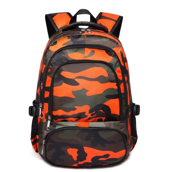 BLUEFAIRY Kids Backpack Boys Elementary School Bags Primary Middle School Book Bags for Teens Sturdy Waterproof Lightweight Durable Travel Gifts 17 Inch Ages 6-12 (Camo Orange)