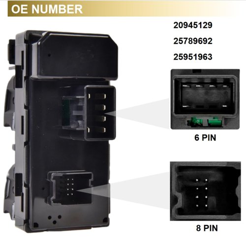 Power Window Control Switch Button Front Driver Side Door Lock Switch & Mirror Switch Compatible with 2007-2013 Chevy Silverado/GMC Sierra 1500 2500HD 3500HD