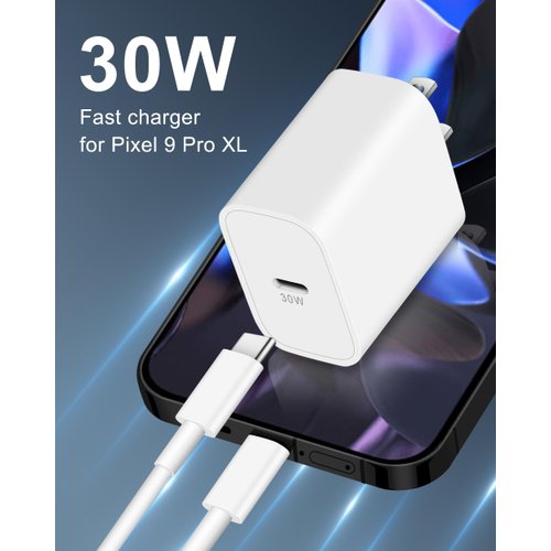 Pixel 9/8/7/6/5 Fast Charger, 30W USB C Charger Block for Google Pixel 9/9 Pro/9 Pro XL/8/8 Pro/7 Pro/7a/7/6/5/4 XL, Galaxy S24/S23/S22, Wall Fast Charging Plug Adapter with 10FT Long USB C to C Cable