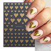 8 Sheets Metallic Nail Art Stickers Heart Nail Decals 3D Self-Adhesive Nail Art Supplies Luxury Heart Stars Gold Silver Nail Designs Stickers for Nail Decorations Manicure Accessories