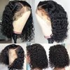 Sol Soal 10 inch Short Curly Bob Lace Front Wigs Human Hair 13x4 HD Transparent Water Wave Lace Front Wigs for Women Pre Plucked Glueless Water Wave Bob Wig Human Hair Wet and Wavy Bob Lace Wig