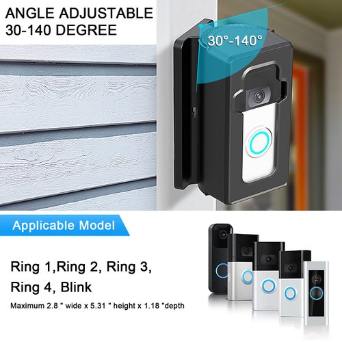 Anti-Theft Adjustable (30 to 140 Degree) Video Doorbell Door Mount Corner Mount Compatible with Video Doorbell 12/3/4,Video Doorbell Adjustable Mounting Bracket for Apartment, Rental, dorms