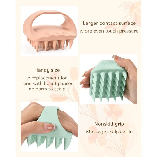 YANIBEST Hair Massager Shampoo Brush, Scalp Scrubber with Soft Silicone Bristles, Hair Brush for Hair Growth Scalp Brush & Scalp Exfoliator Wet Dry Hair Brush for Scalp Care, Green