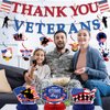Veterans Day Party Decorations,Thank You Veterans Banner Hanging Swirls and Table Decorations Honeycomb Centerpieces for Veterans Police Military Army Employees, Memorial Day Veterans Day